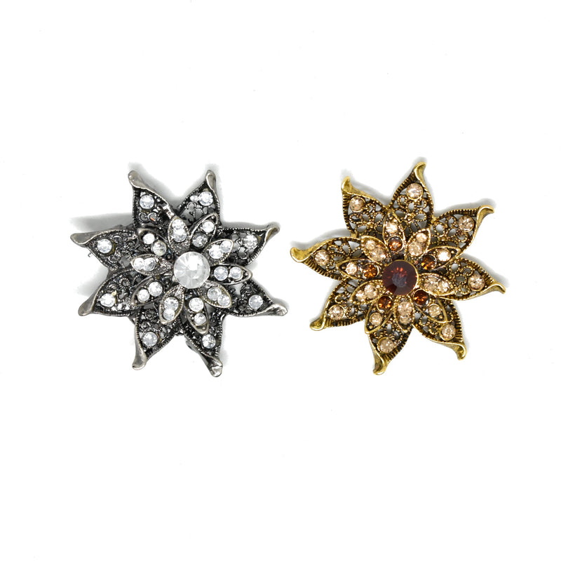 Rhinestone Floral Star Piece 2.5"