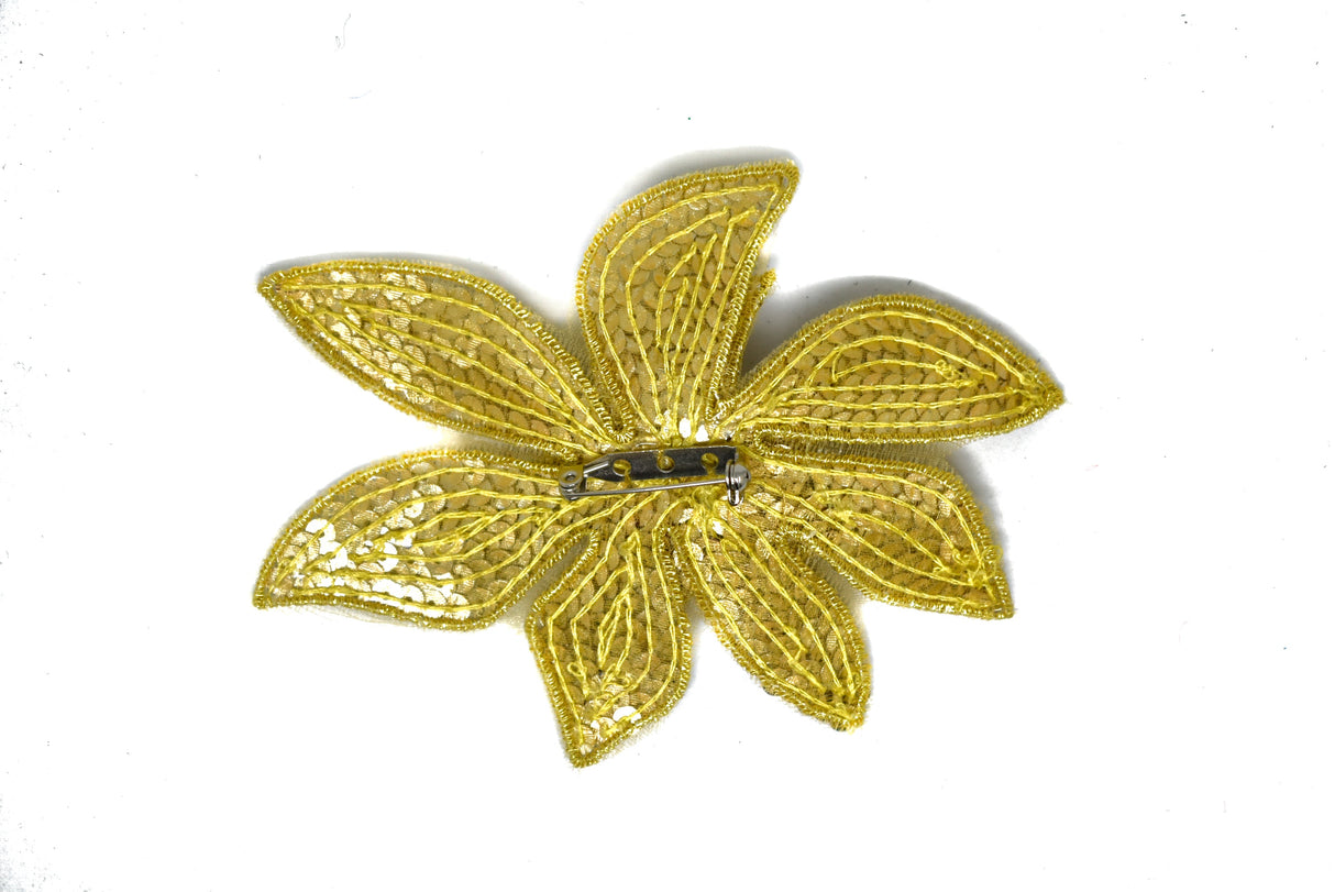 Sequins Flower Applique Gold 4.5 x 3