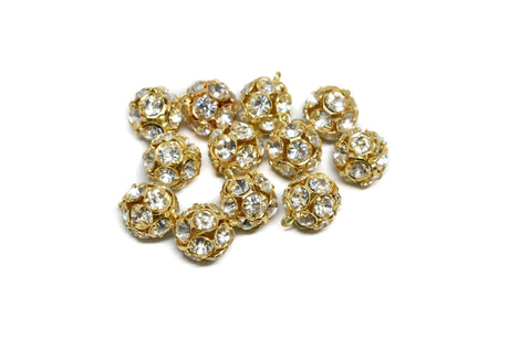 Rhinestone Button Gold 0.25"