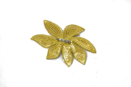 Sequins Flower Applique Gold 4.5 x 3