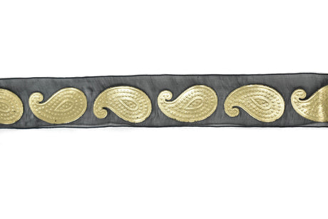 Metallic Gold Paisley Chiffon Ribbon 1in