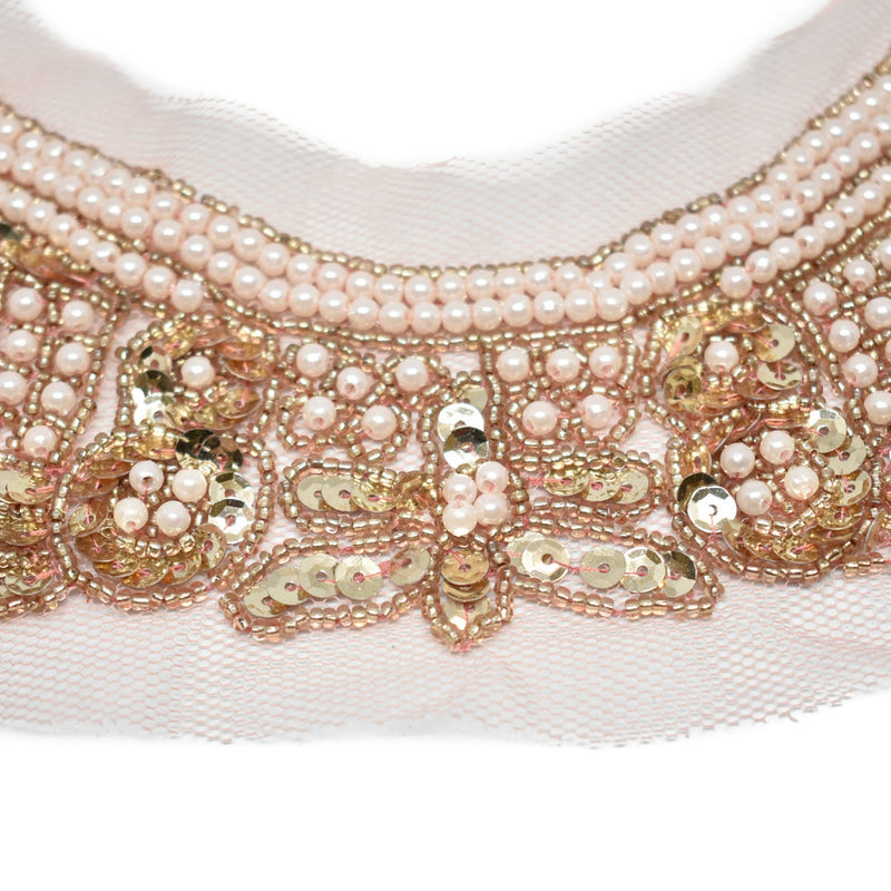 Pearl Beaded Applique Neck Piece
