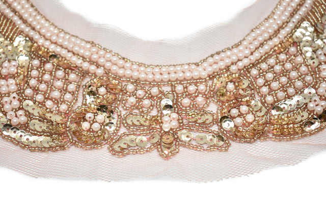 Pearl Beaded Applique Neck Piece