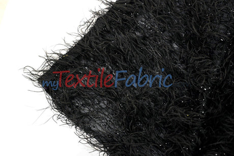 Black Shaggy Brocade Metallic Eyelash Lame Fabric - Black Shaggy, Metallic Eyelash, 56/57" Width (1 Yard)