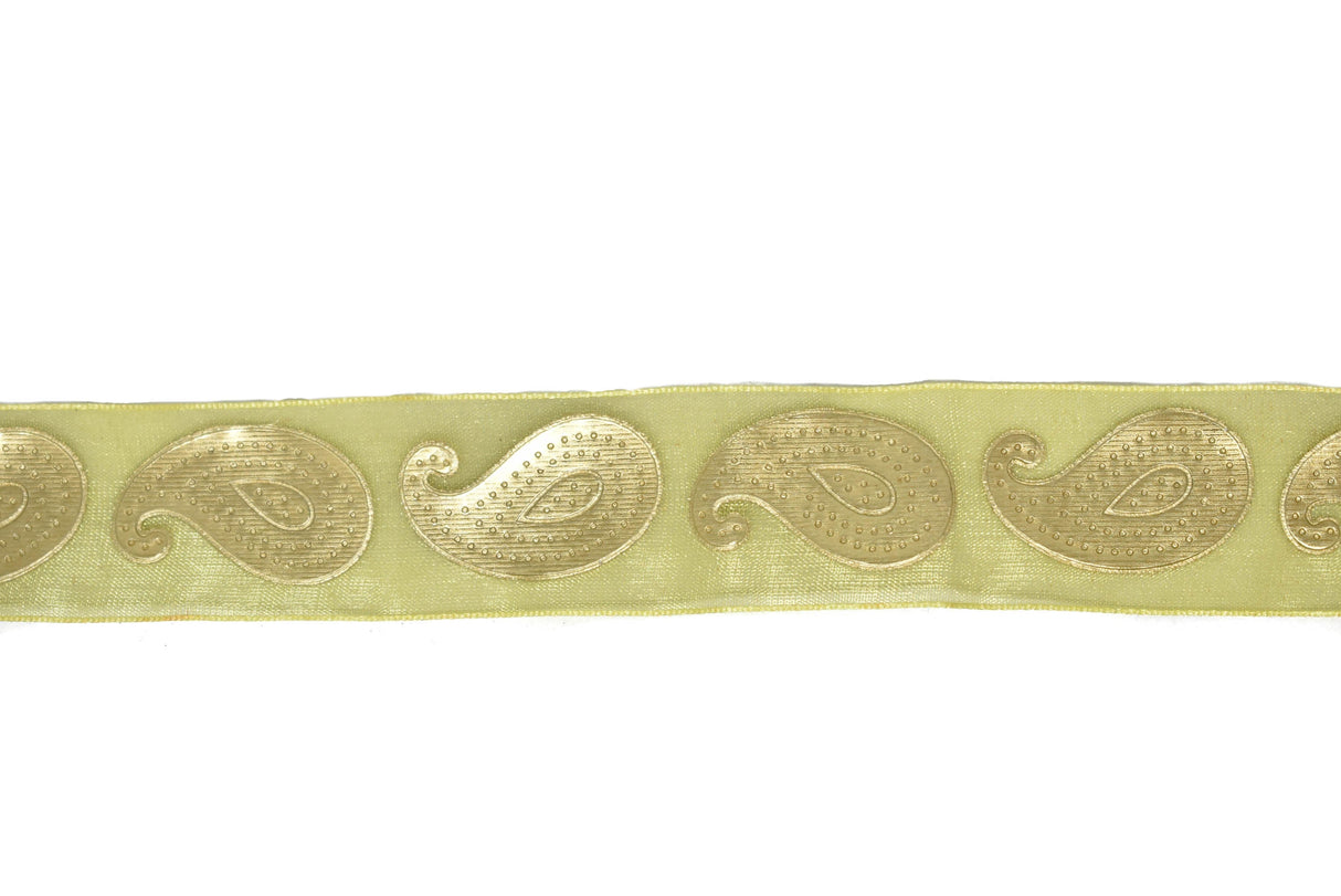 Metallic Gold Paisley Chiffon Ribbon 1in