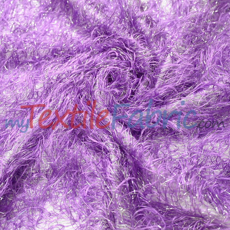 Lavender Shaggy Brocade Metallic Eyelash Lame Fabric - Lavender Shaggy Brocade, Metallic Eyelash, 57" Wide (1 Yard)