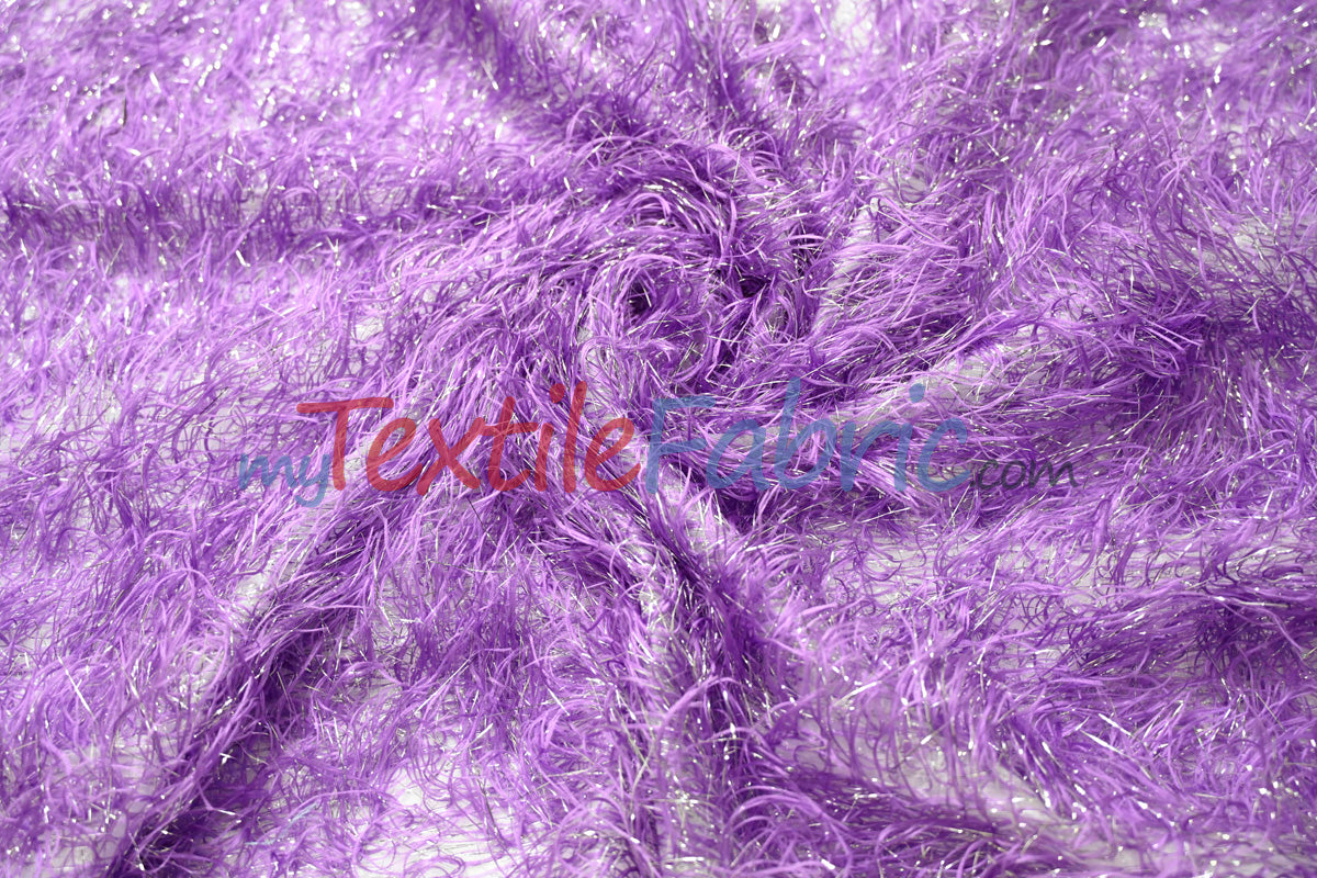 Lavender Shaggy Brocade Metallic Eyelash Lame Fabric - Lavender Shaggy Brocade, Metallic Eyelash, 57" Wide (1 Yard)