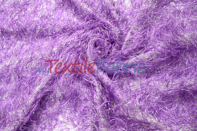 Lavender Shaggy Brocade Metallic Eyelash Lame Fabric - Lavender Shaggy Brocade, Metallic Eyelash, 57" Wide (1 Yard)
