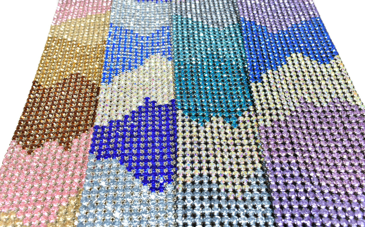 Rhinestone Applique Tri-Color 16 x 3.13