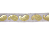 Metallic Gold Paisley Chiffon Ribbon 1in
