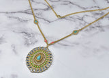 Rhinestone Necklace Gold Colorful