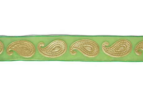 Metallic Gold Paisley Chiffon Ribbon 1in