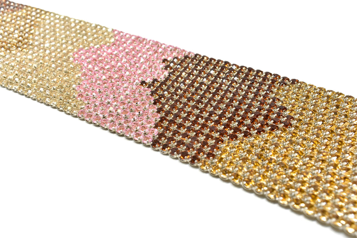 Rhinestone Applique Tri-Color 16 x 3.13