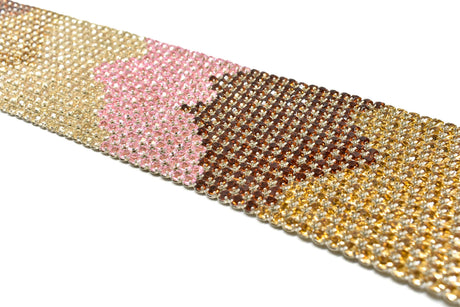Rhinestone Applique Tri-Color 16 x 3.13