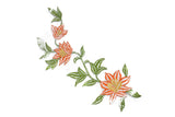 Embroidered Flower Applique Orange Sew-On 11.5 x 4.5