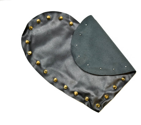 Embroidered Applique Black Leather Heart with Gold Studs