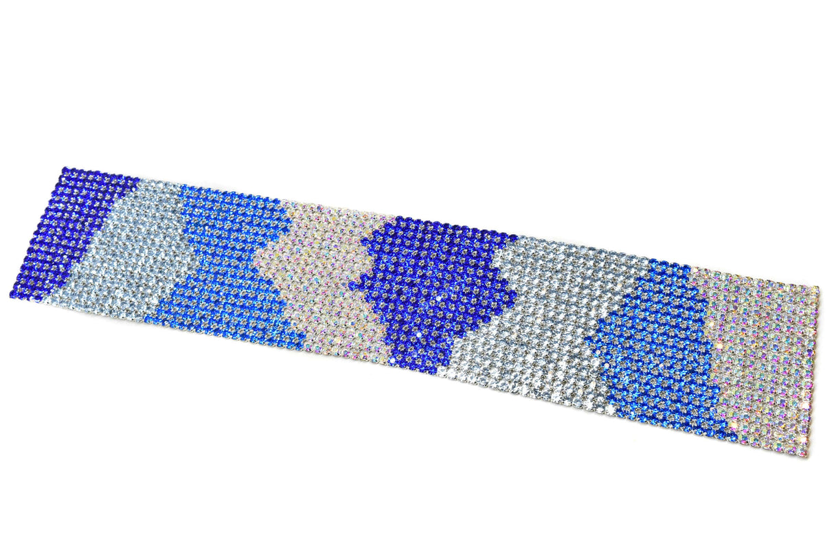 Rhinestone Applique Tri-Color 16 x 3.13