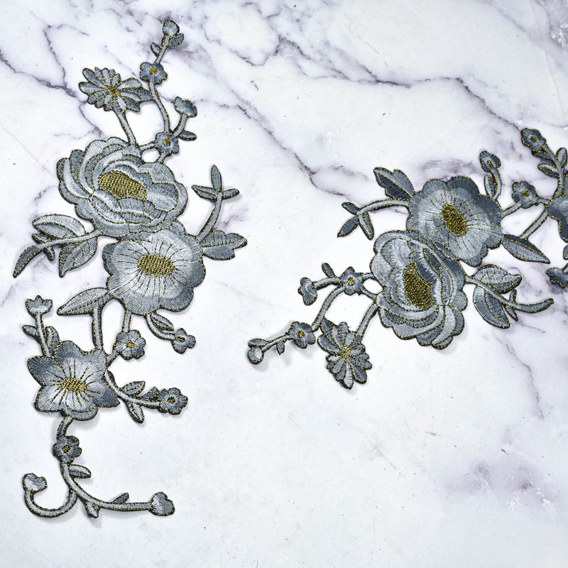 Embroidered Flower Applique Iron-On Patch