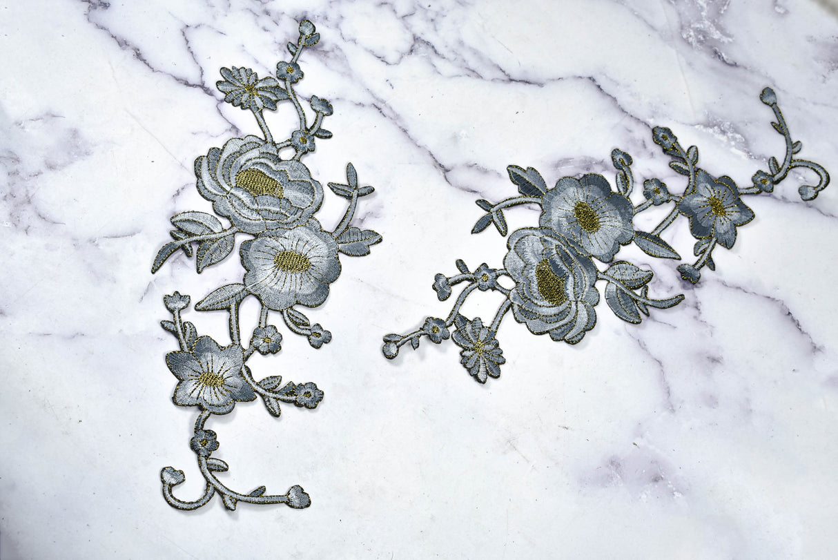 Embroidered Flower Applique Iron-On Patch
