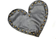 Embroidered Applique Black Leather Heart with Gold Studs