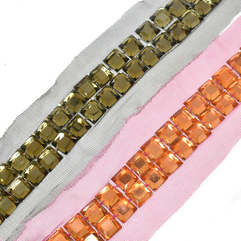 Rhinestone Trim with Net Lace 2.75"