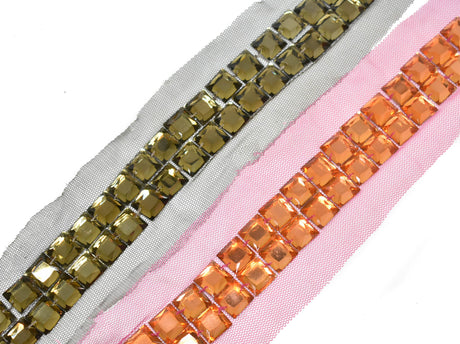 Rhinestone Trim with Net Lace 2.75"
