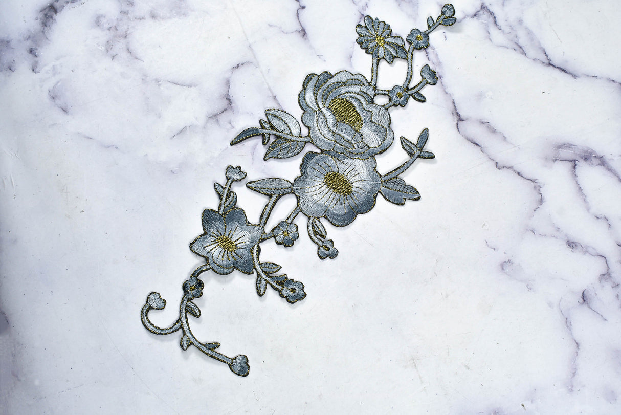 Embroidered Flower Applique Iron-On Patch