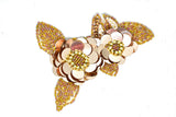 Beaded Flower Applique Champagne 5 x 3.5