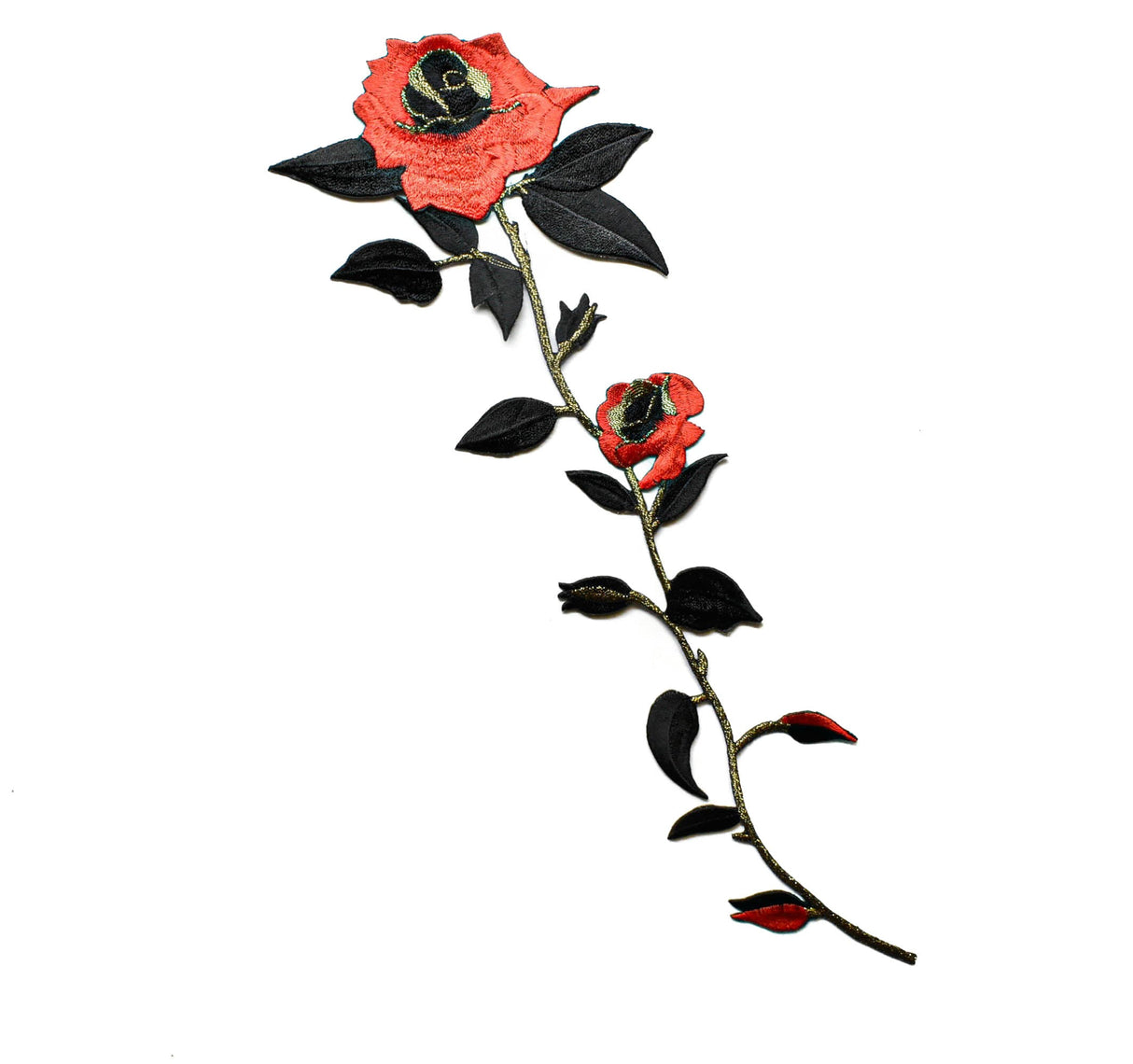 Embroidered Flower Applique Red Rose