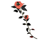 Embroidered Flower Applique Red Rose