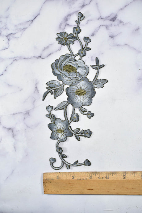 Embroidered Flower Applique Iron-On Patch