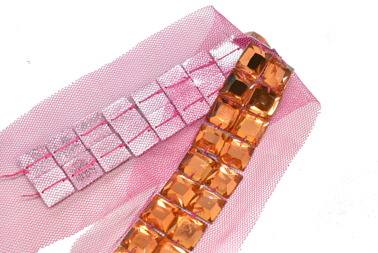 Rhinestone Trim with Net Lace 2.75"