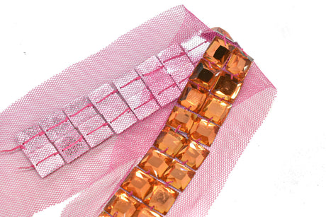 Rhinestone Trim with Net Lace 2.75"