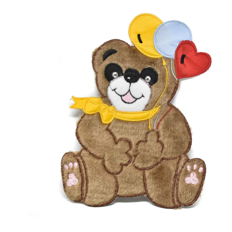 Bear Applique Patch Smiling Brown 9 x 7