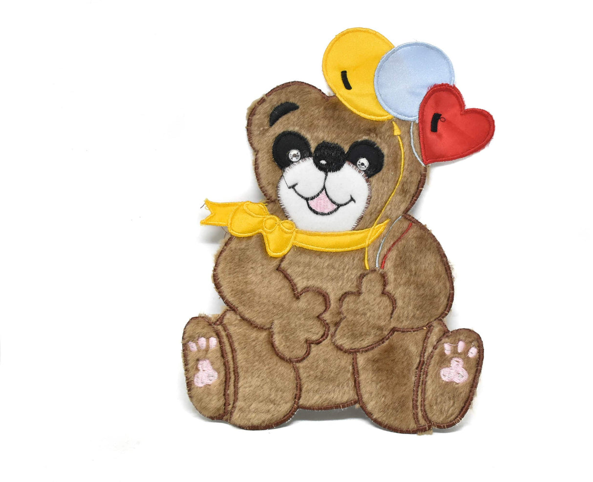 Bear Applique Patch Smiling Brown 9 x 7