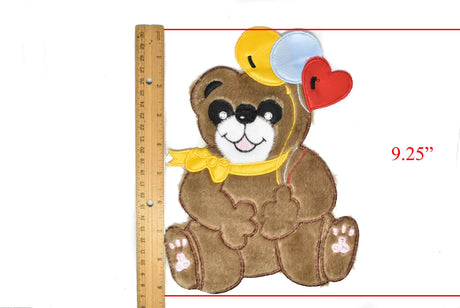 Bear Applique Patch Smiling Brown 9 x 7