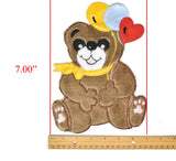 Bear Applique Patch Smiling Brown 9 x 7