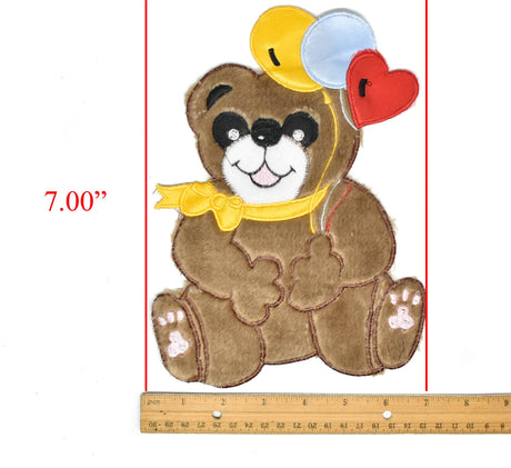 Bear Applique Patch Smiling Brown 9 x 7