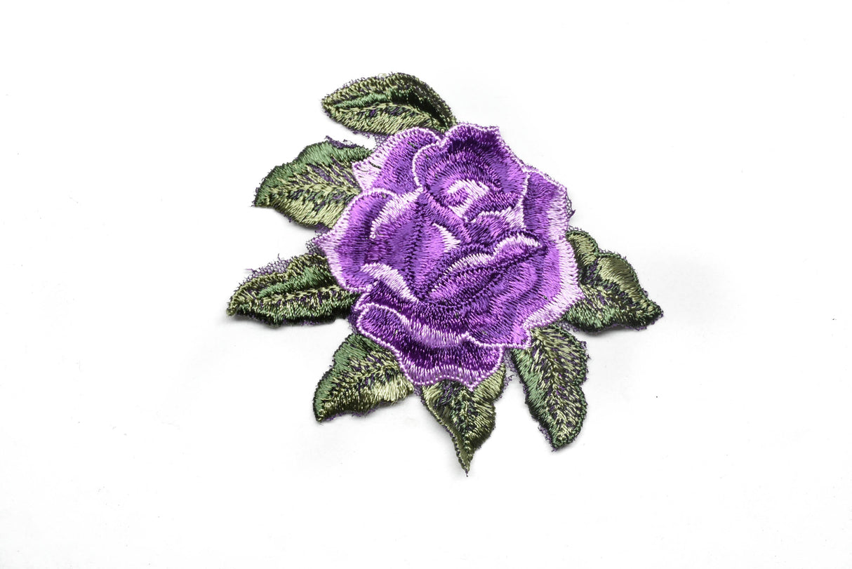 Embroidered Rose Applique 4" x 3.5"