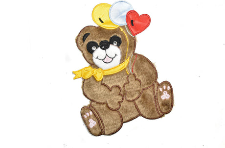 Bear Applique Patch Smiling Brown 9 x 7