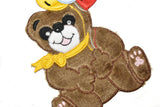 Bear Applique Patch Smiling Brown 9 x 7