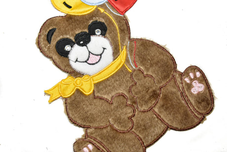 Bear Applique Patch Smiling Brown 9 x 7