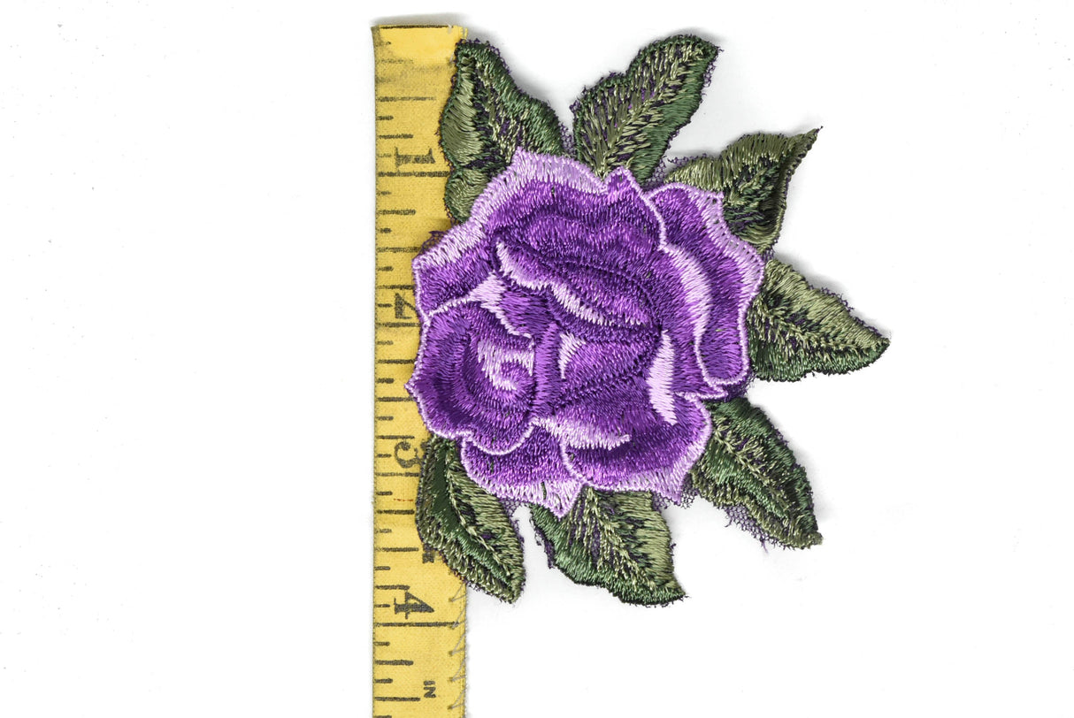 Embroidered Rose Applique 4" x 3.5"