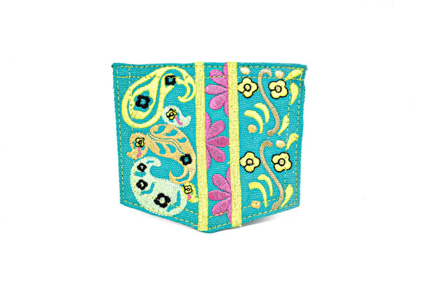Paisley Pocket Patch Iron-On Blue Pink 4.5x4.2