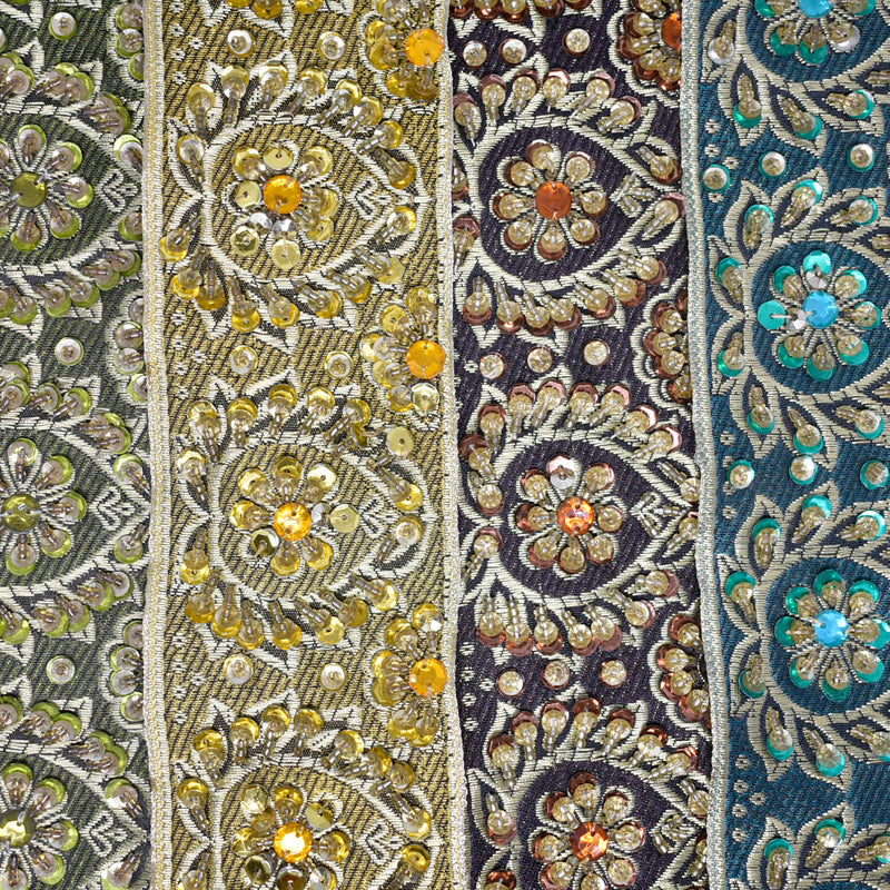 Embroidered Jacquard Trim with Sequins