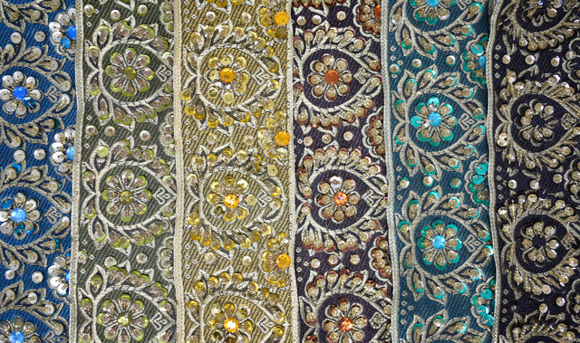 Embroidered Jacquard Trim with Sequins
