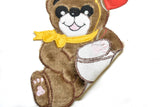 Bear Applique Patch Smiling Brown 9 x 7