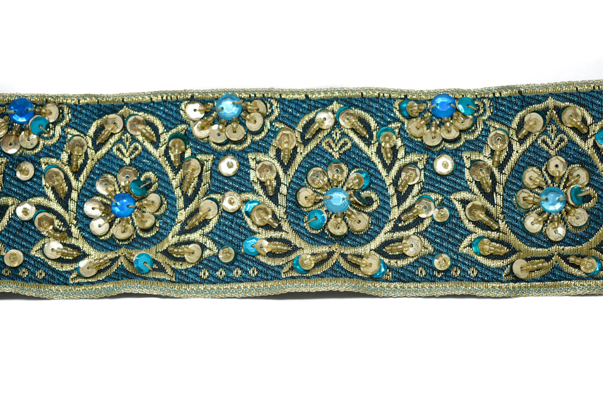 Embroidered Jacquard Trim with Sequins