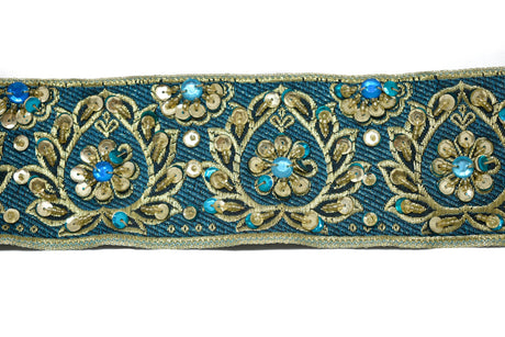 Embroidered Jacquard Trim with Sequins