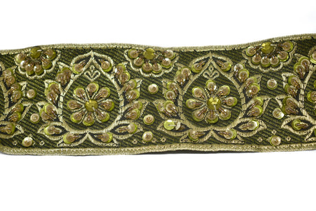 Embroidered Jacquard Trim with Sequins